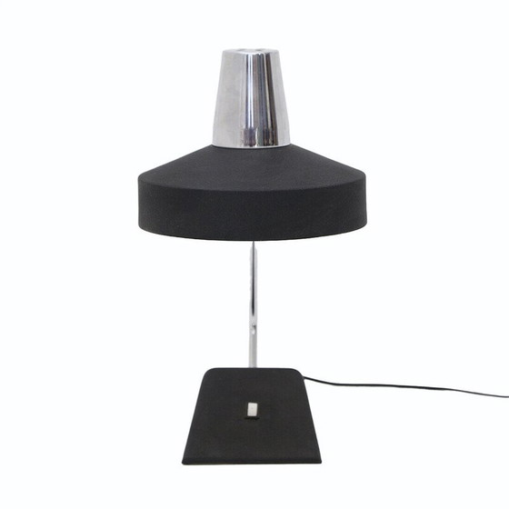 Image 1 of Lampe de table vintage en chrome et métal peint en noir pour Seminara, Italie 1960
