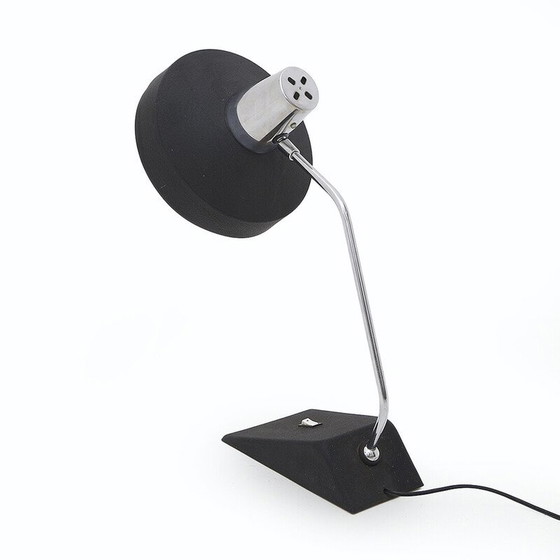 Image 1 of Lampe de table vintage en chrome et métal peint en noir pour Seminara, Italie 1960