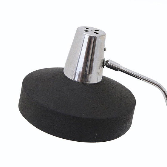 Image 1 of Lampe de table vintage en chrome et métal peint en noir pour Seminara, Italie 1960