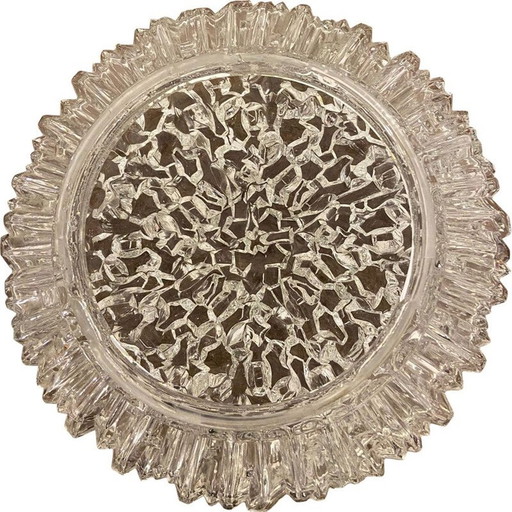 Applique vintage en verre de Murano et métal noir, Italie 1970