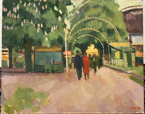 Wilhelm Julien Wils, 1880 - 1960, Huile sur toile, Danemark 1956, Paysage,