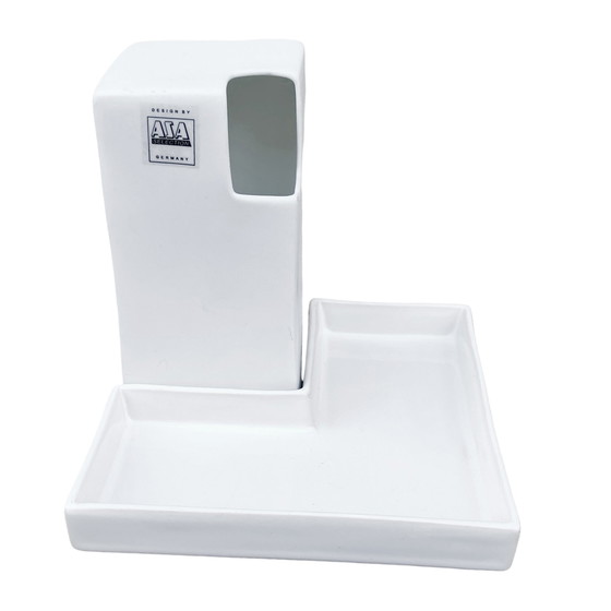 Image 1 of Vase minimaliste blanc + support Asa, Allemagne, années 1980.