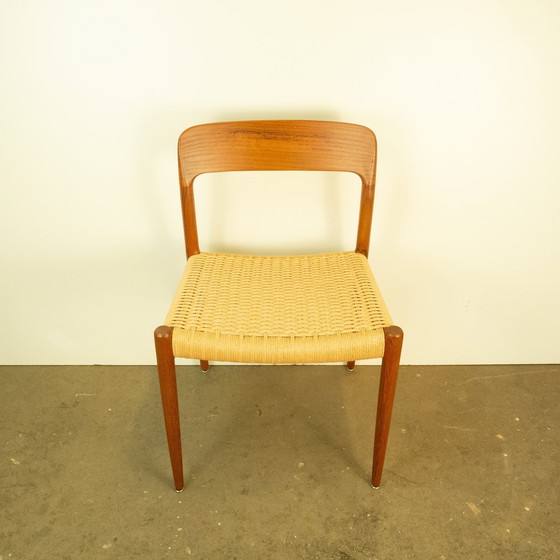 Image 1 of Chaise de salle à manger danoise, modèle 75 par Niels Otto Möller, teck et corde de papier, années 1960