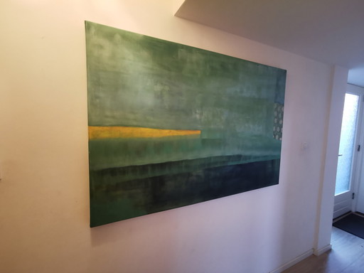 Paysage des Wadden 150x100 - Par Nathalie Van Barneveld - Peinture acrylique sur toile Toile avec châssis en bois