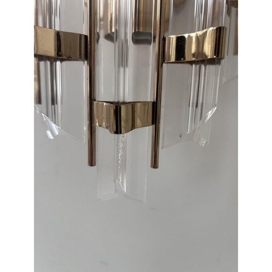Image 1 of Paire d'appliques vintage en laiton et altuglas, Italie 1970