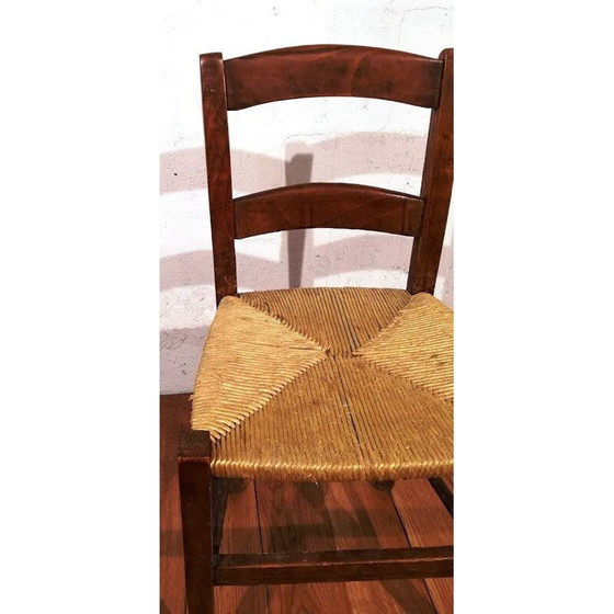 Image 1 of Chaise d'enfant vintage en bois et paille