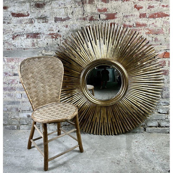 Image 1 of Miroir de lunettes de soleil vintage avec cadre en bois sculpté doré, France 2000