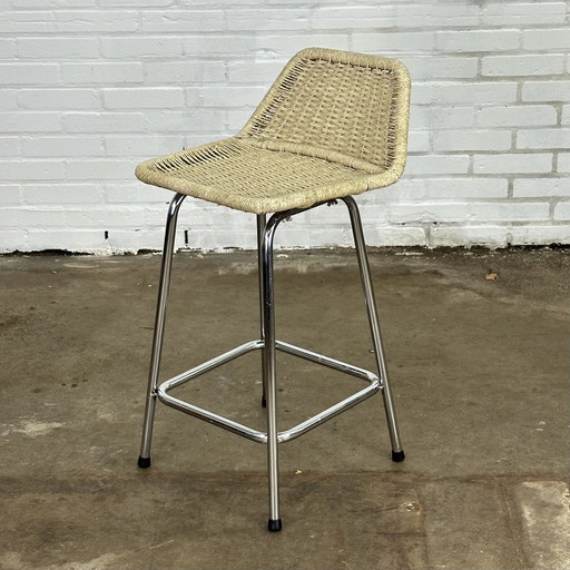 Tabouret de bar vintage - osier / rotin