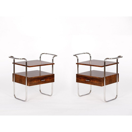 Image 1 of Table d'appoint vintage contemporaine en acier tubulaire