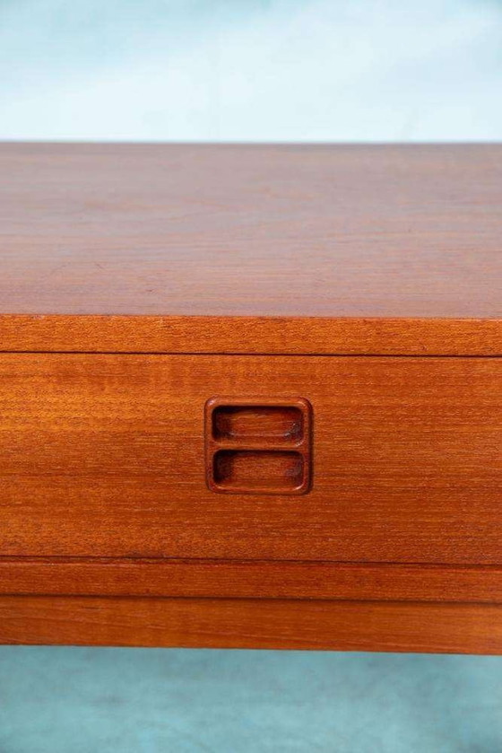 Image 1 of Buffet bas Japandi en teck, buffet minimaliste midcentury