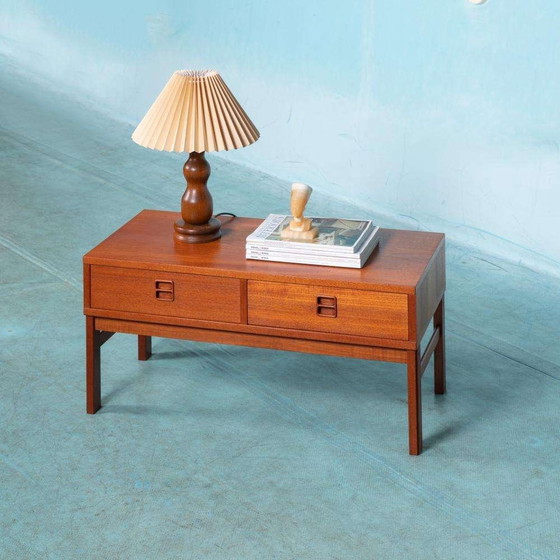 Image 1 of Buffet bas Japandi en teck, buffet minimaliste midcentury