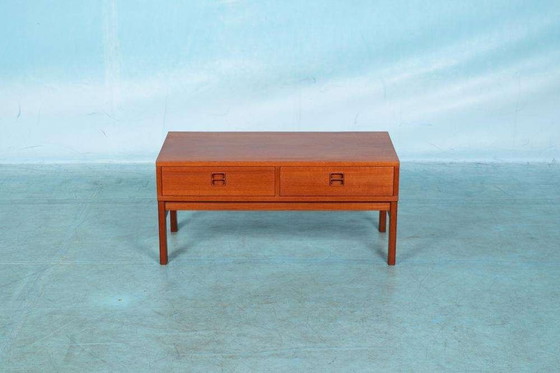 Image 1 of Buffet bas Japandi en teck, buffet minimaliste midcentury