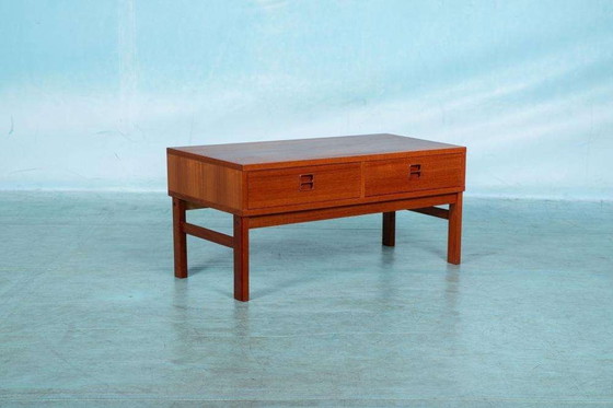 Image 1 of Buffet bas Japandi en teck, buffet minimaliste midcentury