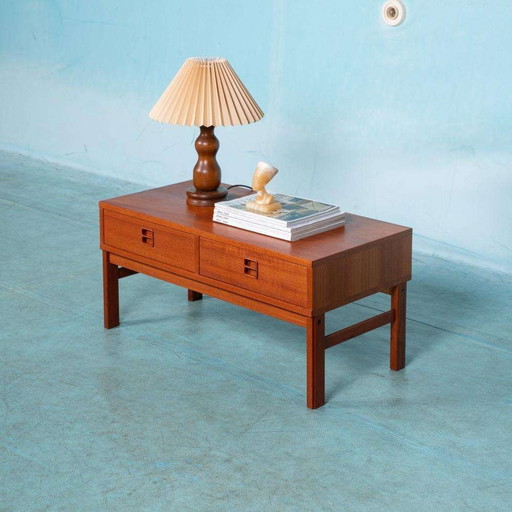 Buffet bas Japandi en teck, buffet minimaliste midcentury