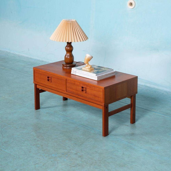 Image 1 of Buffet bas Japandi en teck, buffet minimaliste midcentury