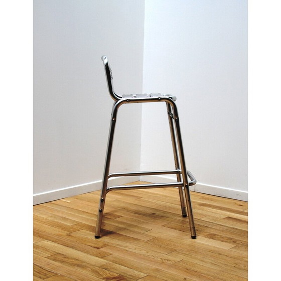 Image 1 of Tabouret de bar vintage Albane en aluminium et acier inoxydable