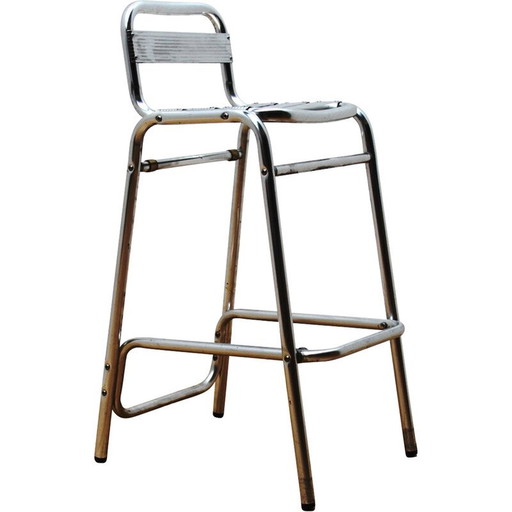 Tabouret de bar vintage Albane en aluminium et acier inoxydable