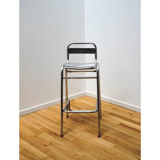 Image 1 of Tabouret de bar vintage Albane en aluminium et acier inoxydable