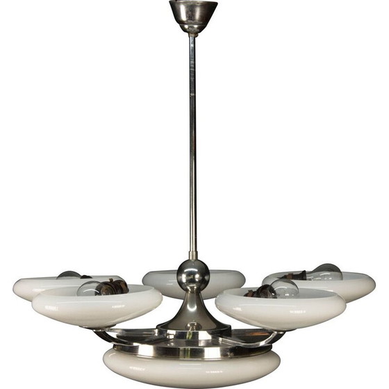 Image 1 of Lustre en verre vintage, Tchécoslovaquie 1930