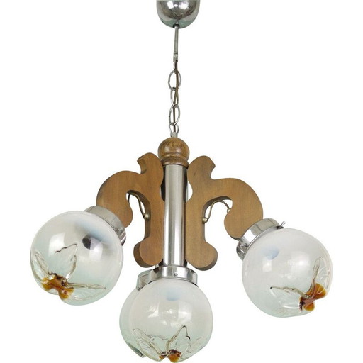 Lustre en verre vintage, Italie, années 1970