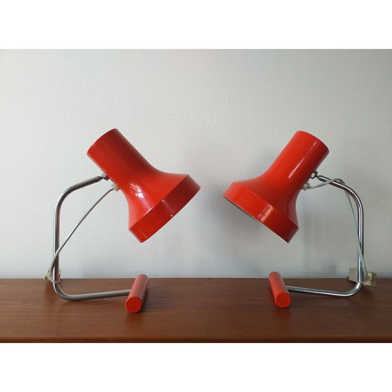 Image 1 of Paire de lampes de table rouges vintage par Josef Hurka pour Napako 1970