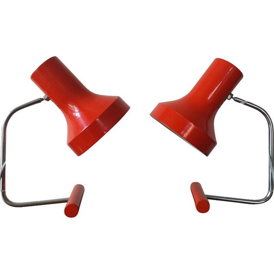 Image 1 of Paire de lampes de table rouges vintage par Josef Hurka pour Napako 1970