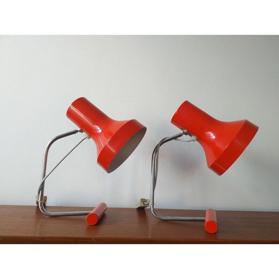 Image 1 of Paire de lampes de table rouges vintage par Josef Hurka pour Napako 1970