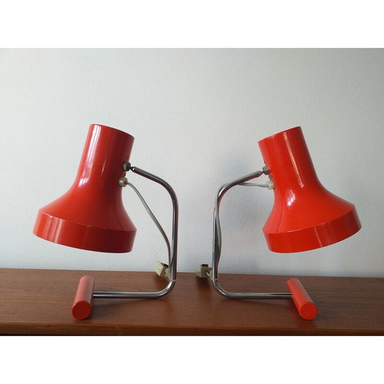 Image 1 of Paire de lampes de table rouges vintage par Josef Hurka pour Napako 1970