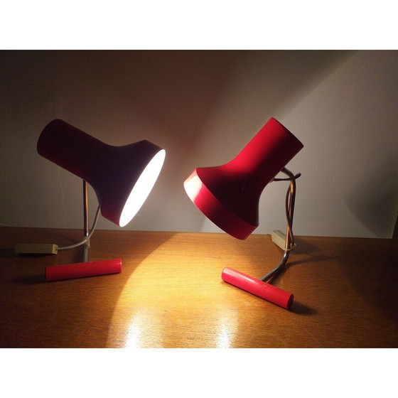 Image 1 of Paire de lampes de table rouges vintage par Josef Hurka pour Napako 1970