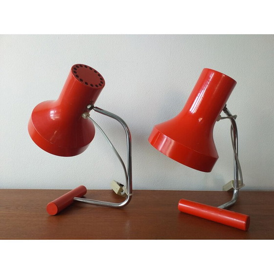 Image 1 of Paire de lampes de table rouges vintage par Josef Hurka pour Napako 1970