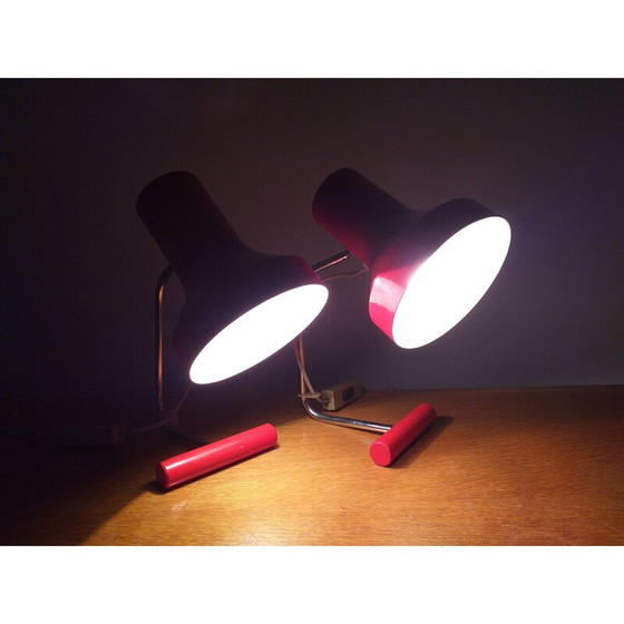 Image 1 of Paire de lampes de table rouges vintage par Josef Hurka pour Napako 1970
