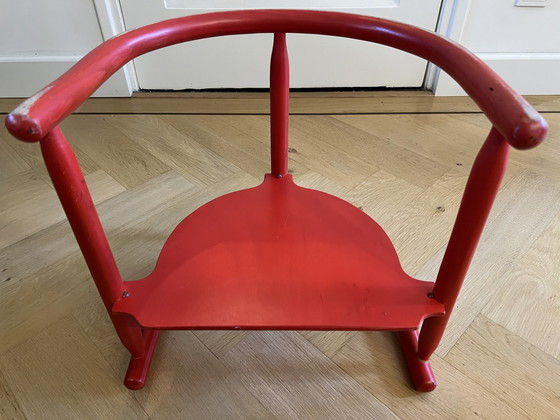 Image 1 of 2X Chaises d'enfant Ikea rouge vintage Anna by Karin Mobring (1963) avec coussin d'assise d'origine