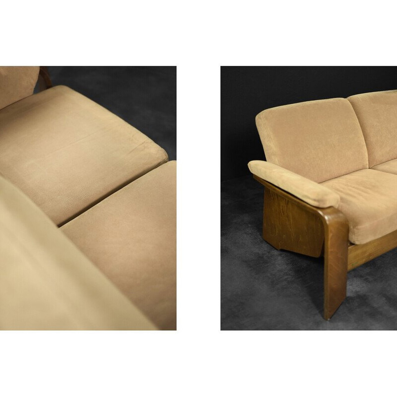 Canapé 3 places capitonné en cuir avec structure en bois de Noyer - Mobilier design. Angel Cerdá