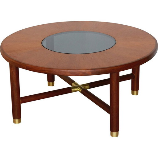 Table basse ronde modèle 8058 en teck et afromosia par Victor Bramwell Wilkins pour G-Plan, Royaume-Uni 1970