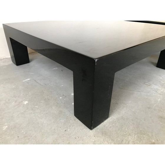 Image 1 of Paire de tables basses vintage en bois laqué noir, 1970