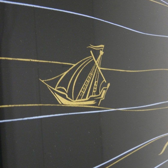 Image 1 of Table basse vintage avec plateau en verre et pieds angulaires