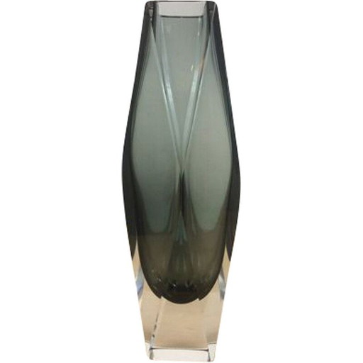 Vase vintage Sommerso en verre fumé de Murano