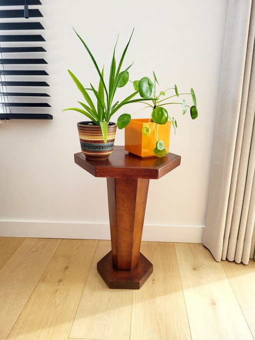 Table d'appoint ou support à plantes hexagonale Art Déco, bois