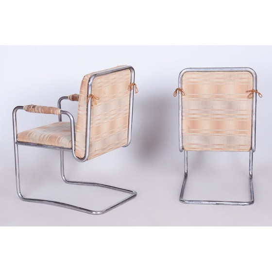 Image 1 of Paire de fauteuils Bauhaus vintage en acier chromé et tissu par Karel E. Ort pour Hynek Gottwald, Tchécoslovaquie 1930