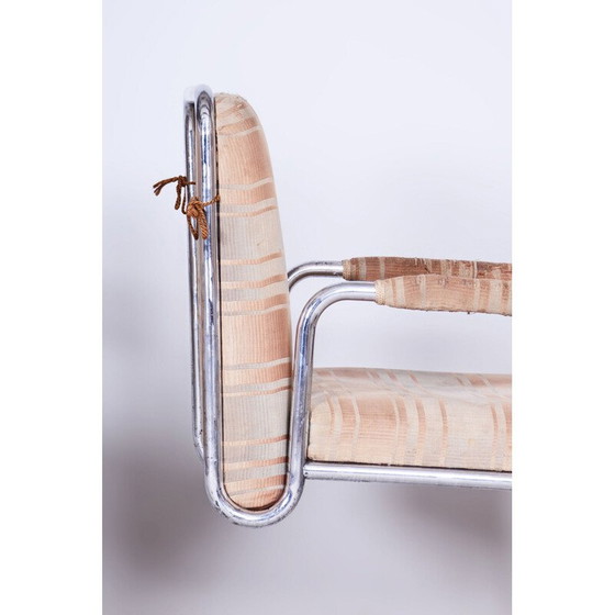 Image 1 of Paire de fauteuils Bauhaus vintage en acier chromé et tissu par Karel E. Ort pour Hynek Gottwald, Tchécoslovaquie 1930