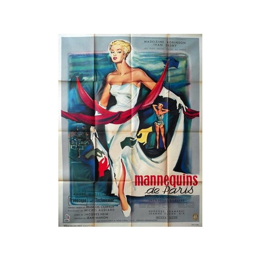 Affiche de film vintage "Mannequins de Paris" par André Hunebelle, 1956