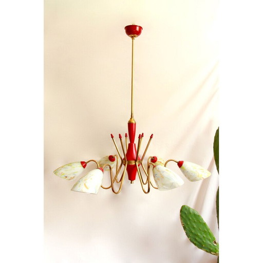 Suspension vintage coriandolo en verre de Murano coloré, Italie 1950