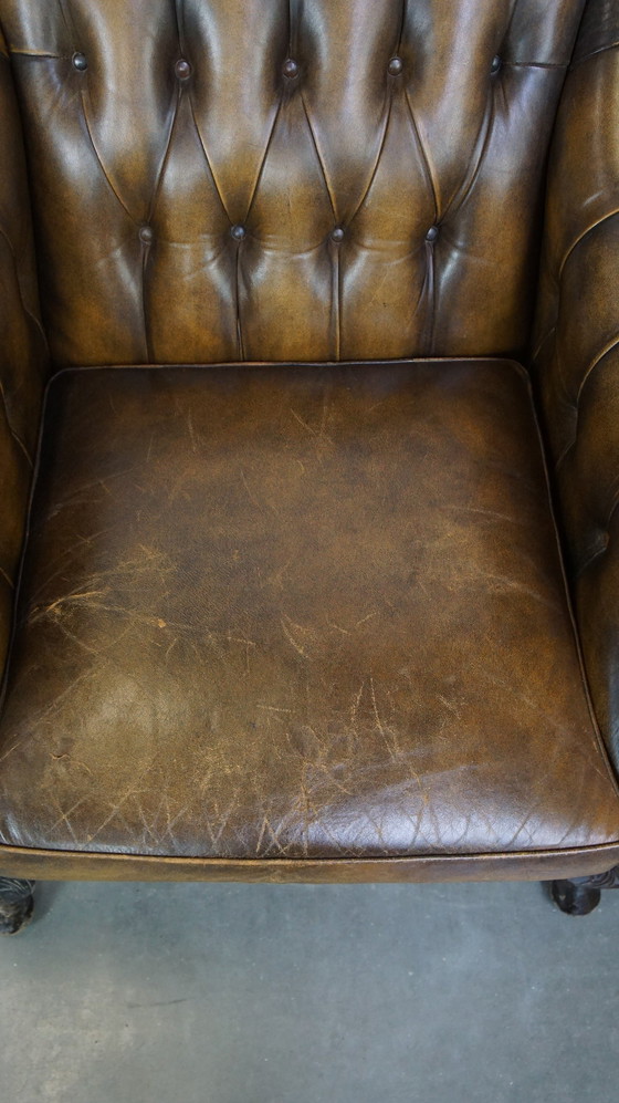 Image 1 of Fauteuil Chesterfield en cuir de vache