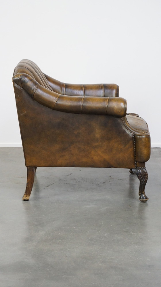 Image 1 of Fauteuil Chesterfield en cuir de vache