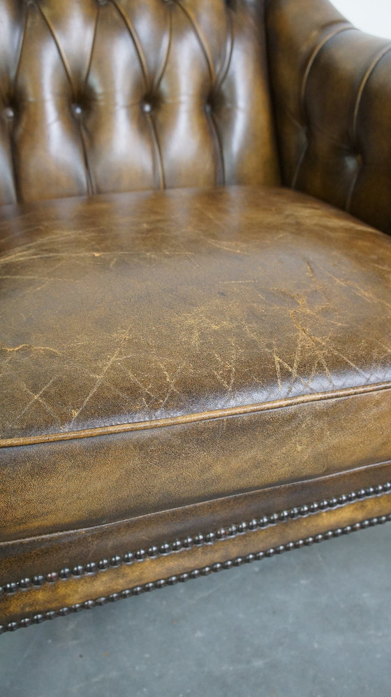 Image 1 of Fauteuil Chesterfield en cuir de vache