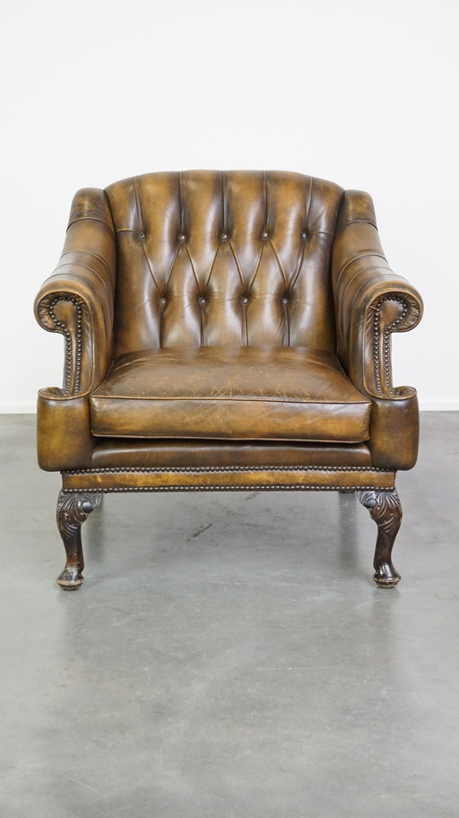 Fauteuil Chesterfield en cuir de vache