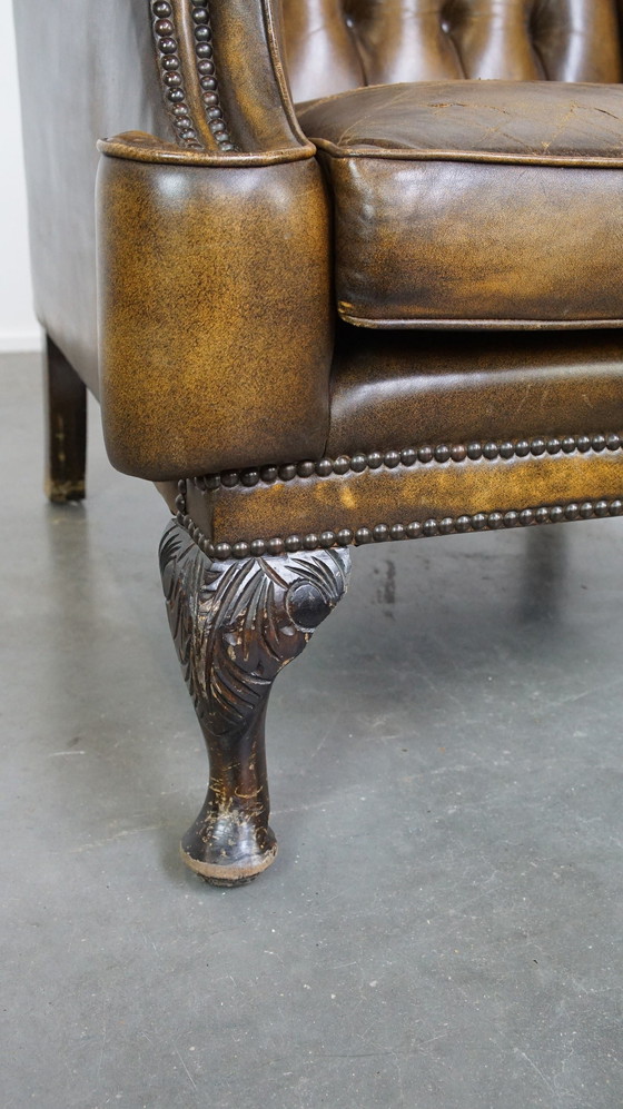 Image 1 of Fauteuil Chesterfield en cuir de vache