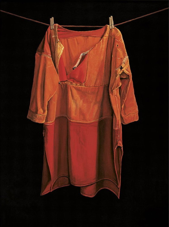 Image 1 of Jopie Huisman -- Chemise à rameaux rouges sur porte noire