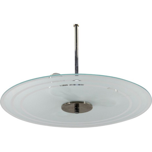 Lustre vintage Bauhaus en chrome et aluminium, 1930