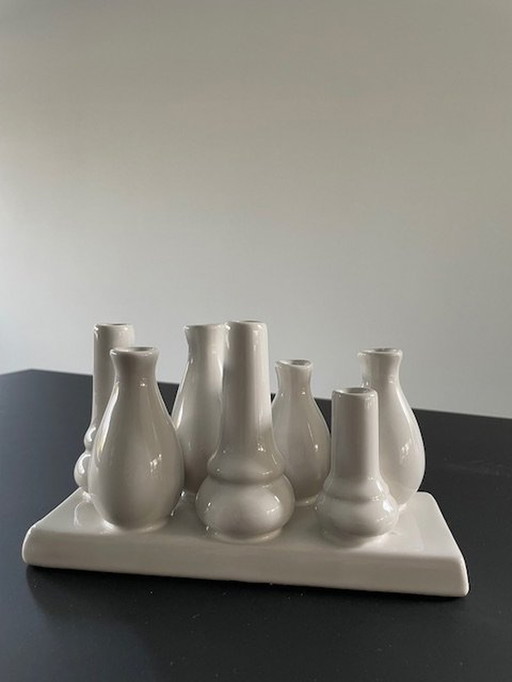 Multi-vase moderne en céramique blanche